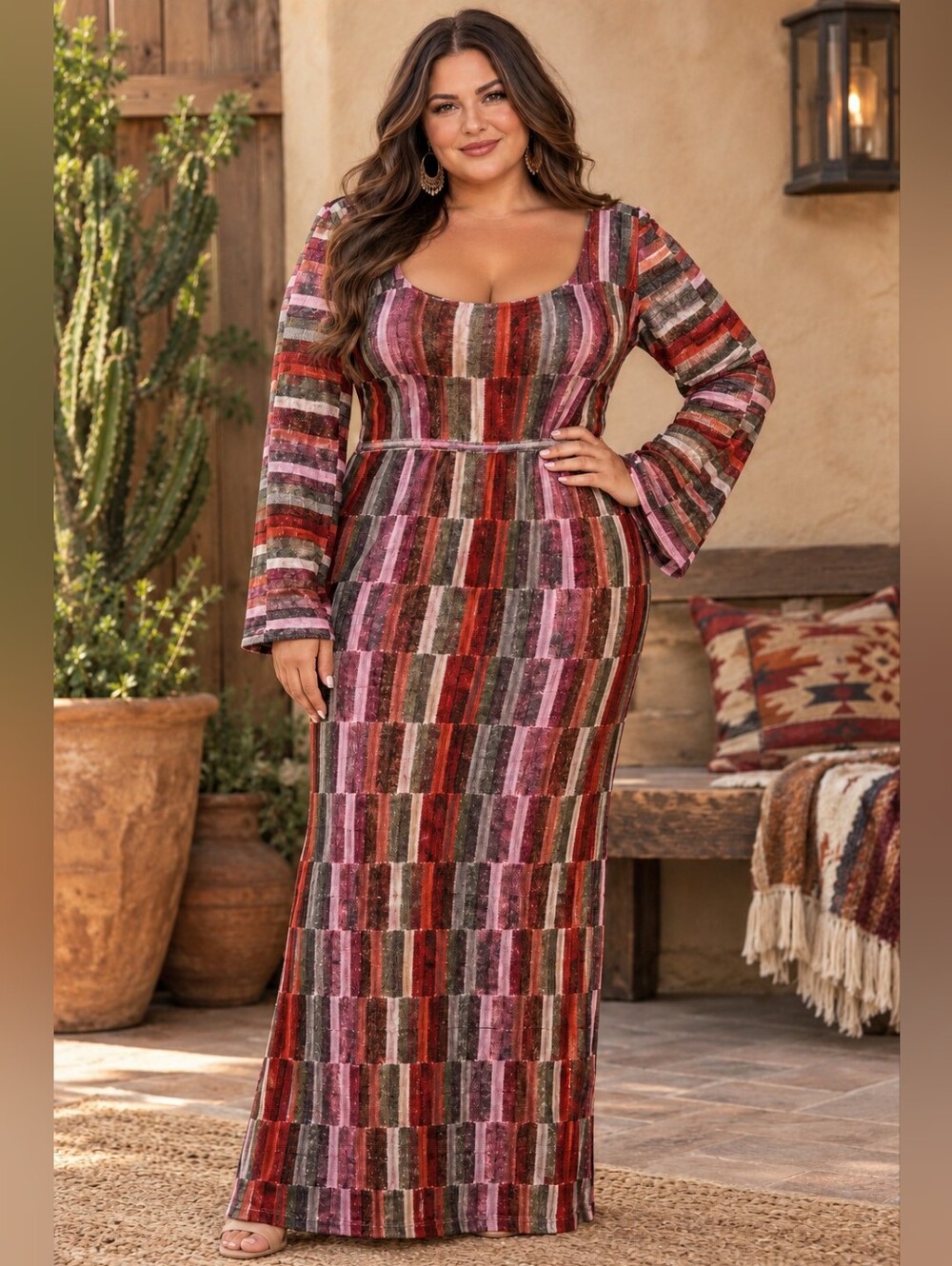 Fashion Nova Sia Maxi Sweater Dress 2X NWT Long Sleeve Whimsical Autumn Knit